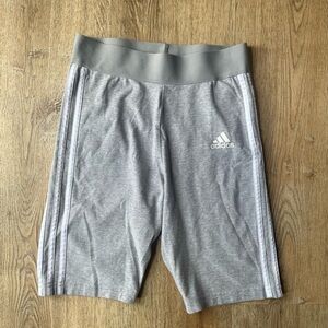 Adidas Gray 3-Stripes Biker Shorts Size S | Comfy Stretch Active Lounge